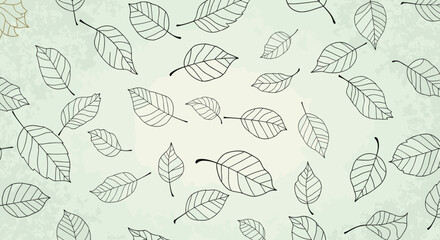 A gentle pattern of falling leaves rendered in dotted lines creates a subtle and organic textile design.