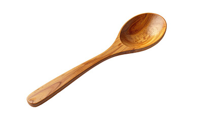 Wooden spoon with a wide bowl and long handle against a black background
