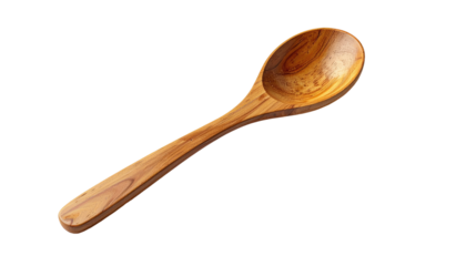 Wooden spoon with a wide bowl and long handle against a black background