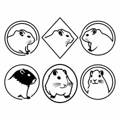 Cute hamster cartoon head in various shapes, vector illustration