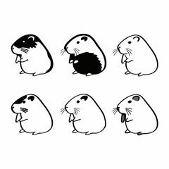 Cute hamster cartoon characters in various poses, vector illustration