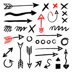 Hand drawn arrow set vector illustration collection icon sketch design element direction pointer symbol