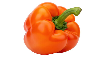 Isolated orange bell pepper with a thick stem, healthy and nutritious food for vegetarians