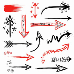 Vector illustration of red heart arrows set holiday card design icon symbol frame paper line stamp love letter sign