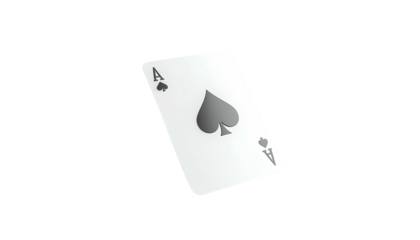 A single playing card, Ace of Spades, with a black spade on a white card