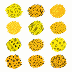 set of Yellow comic speech bubbles