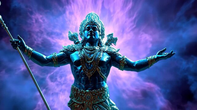 Majestic Deity Statue with Glowing Aura