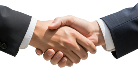 Isolated handshake of two business people, successful deal between partners, greeting