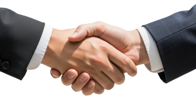 Isolated handshake of two business people, successful deal between partners, greeting