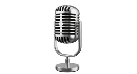 Fototapeta premium Isolated classic microphone audio equipment for voice recording, broadcast and entertainment