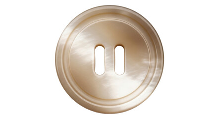 Isolated beige button with two holes for sewing, haberdashery and tailoring needs