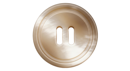 Isolated beige button with two holes for sewing, haberdashery and tailoring needs