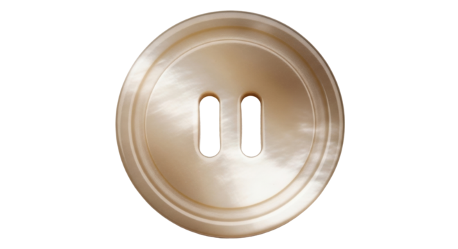 Isolated beige button with two holes for sewing, haberdashery and tailoring needs