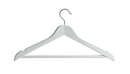 A white wooden hanger, set against a stark black background