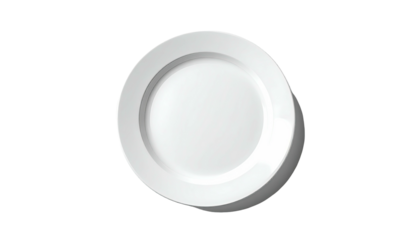 A top-down view of a bright white, circular plate against a black background