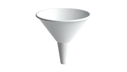 3D render of a white conical funnel against a black background