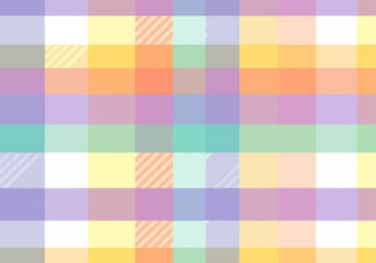 Fototapeta premium Multicolor gingham seamless pattern.Checkered tartan plaid repeat pattern in pastel colors.Geometric vector illustration background wallpaper.