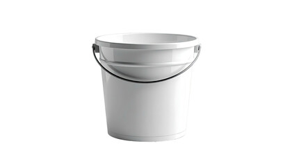 A white pail with a handle, isolated on a black background, clean and pristine