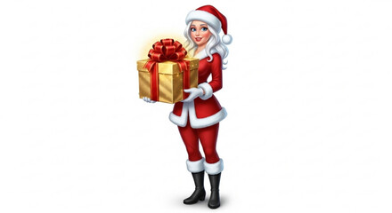 santa girl with gifts