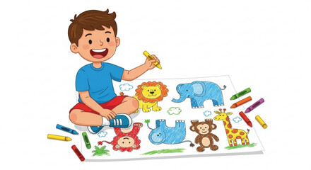 Fototapeta premium Children drawing animal