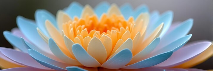 Fototapeta premium Serene Pastel Orange and Blue Lotus Flower in Bloom, Symbolizing Purity and Spiritual Awakening