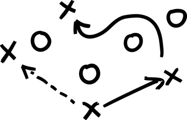 Sport Playbook doodle with ink-style flow markers. Informal guide for training sports or quick strategy attack sessions.