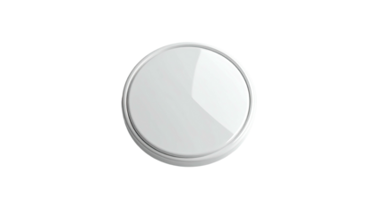 Glossy white circular object with subtle shading on a black background