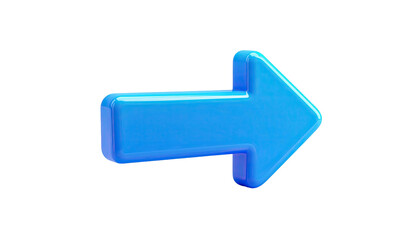 A vibrant, glossy, 3D rendered blue arrow pointing to the right, isolated on black