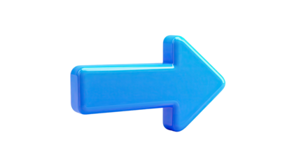A vibrant, glossy, 3D rendered blue arrow pointing to the right, isolated on black