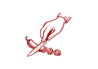 Chili Pepper hand drawn simple engraved vector illustration