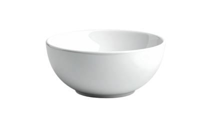 A simple, clean, white ceramic bowl, set against a dark, empty backdrop