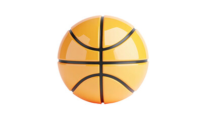 Glossy, orange sphere with black lines. Isolated on a black background. 3D rendering