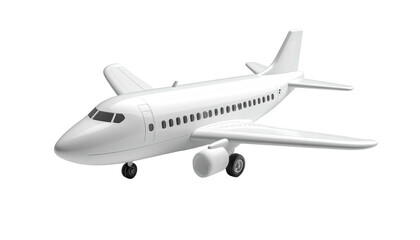 A white passenger jet isolated on a black background, slightly angled