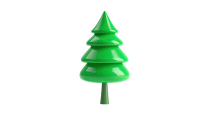 A simple, stylized 3D-rendered green Christmas tree against a black background