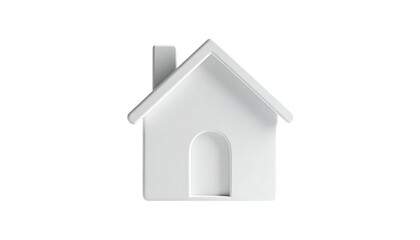 3D Render of a simplified, bright white house icon isolated on black