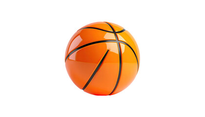 Shiny orange sphere, black lines, isolated on a black background, basketball