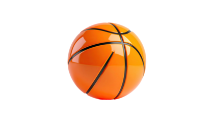Shiny orange sphere, black lines, isolated on a black background, basketball