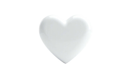 Glossy, white heart shape centered on a solid black background