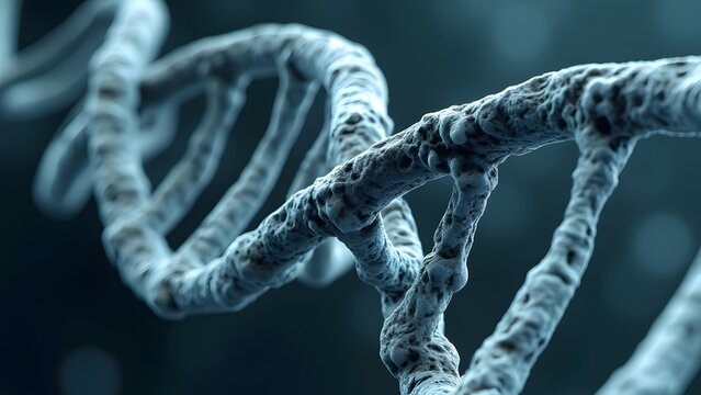 Detailed Microscopic View of DNA Double Helix Structure