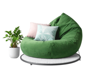 Relaxing Green Beanbag Chair – Contemporary Home Decor PNG