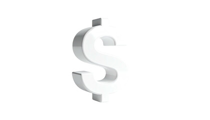 A 3D, glossy, white dollar sign isolated against a stark black background