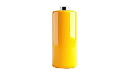 A vibrant, cylindrical, yellow battery icon with a black background