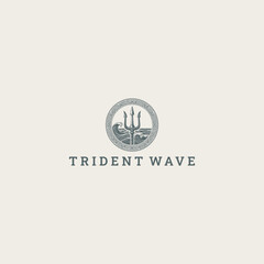 Fototapeta premium Trident wave logo vector icon illustration
