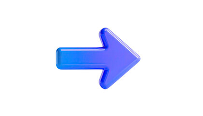 3D-rendered, glossy, gradient blue arrow pointing right on a black backdrop