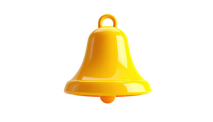 Shiny, yellow bell icon with a curved top, loop handle, and slight shadow