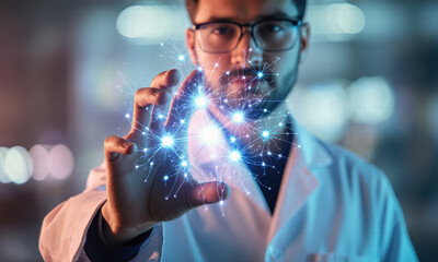 Scientist Interacts with Digital Network of Light