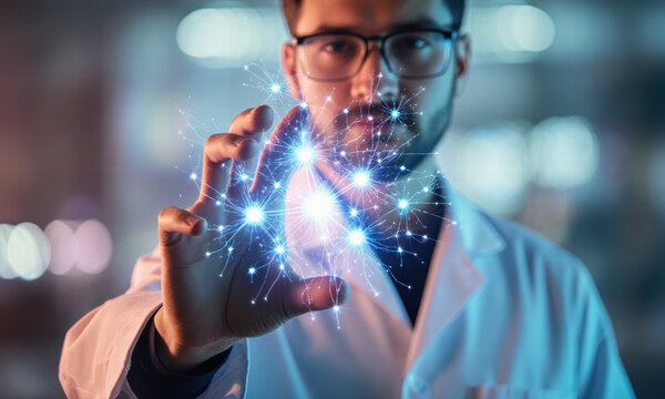 Scientist Interacts with Digital Network of Light - Powered by Adobe