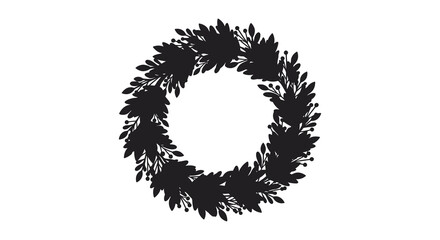 Dark abstract botanical wreath decorative element graphic design organic natural flourish border shape silhouette