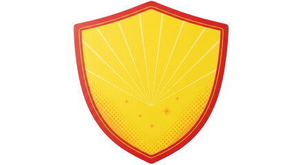 Isolated Golden heraldic shield with red border, crest for design and game element artwork