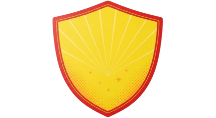 Isolated Golden heraldic shield with red border, crest for design and game element artwork